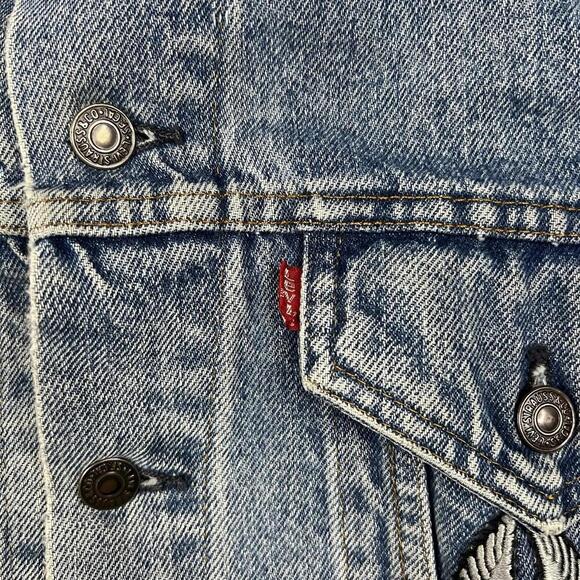 Vintage Levis Denim Jacket Harley Davidson Patch Distressed Men’s Size Large - Picture 4 of 16